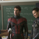 Peyton Reed (left) talks to Paul Rudd and Evangeline Lilly on the set of Ant-Man and the Wasp.